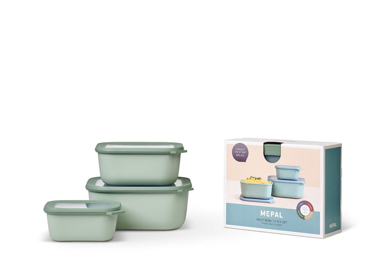Mepal - Cirqula Multi-Bowl Deep Rectangular 3-Part Set - Limolin 