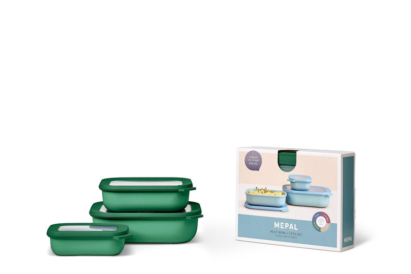 Mepal - Cirqula Multi-Bowl Low Rectangular 3-Part Set - Limolin 