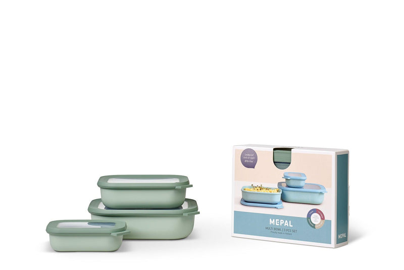 Mepal - Cirqula Multi-Bowl Low Rectangular 3-Part Set - Limolin 