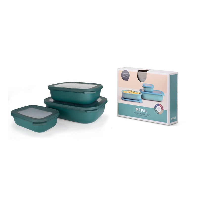 Mepal - Cirqula Multi-Bowl Low Rectangular 3-Part Set - Limolin 