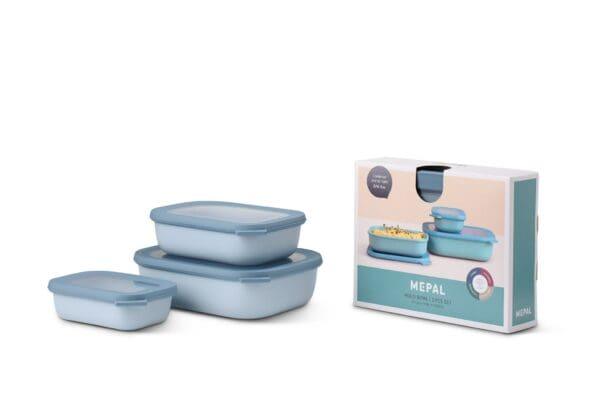Mepal - Cirqula Multi-Bowl Low Rectangular 3-Part Set - Limolin 