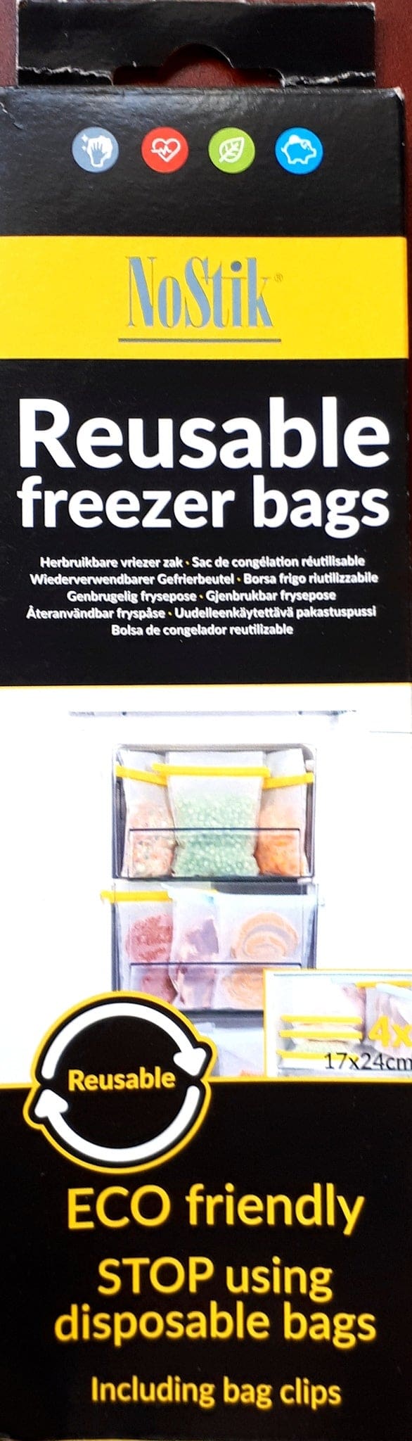 NOSTIK - Freezer Bag w/Clip 4/PK Reusable - Limolin 