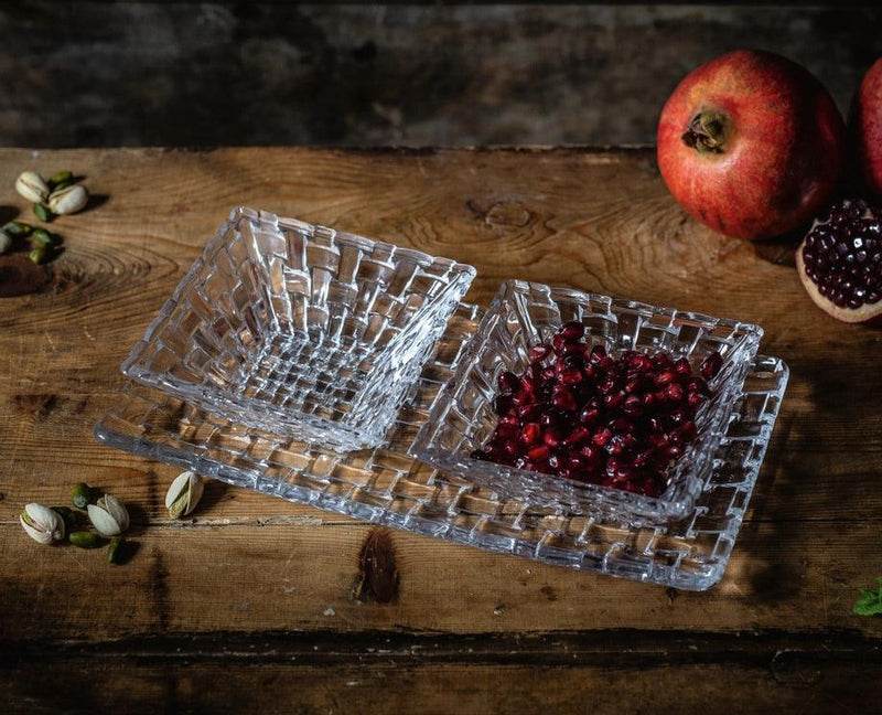 Nachtmann - BOSSA NOVA 1 Rectangular Plate & 2 Square Bowls (Set of 3) - Limolin 