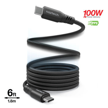 Naztech - Charge & Sync PD 100W USB-C to USB-C REcoil - Black - Limolin 
