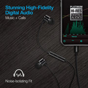 Naztech - Earbuds Lightning MFI Wired Platinum In Line Mic & Controls Hifi Digital Audio Dynamic Bass Aircraft Grade Aluminum - Black - Limolin 