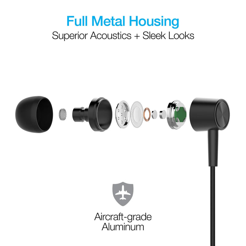 Naztech - Earbuds Lightning MFI Wired Platinum In Line Mic & Controls Hifi Digital Audio Dynamic Bass Aircraft Grade Aluminum - Black - Limolin 