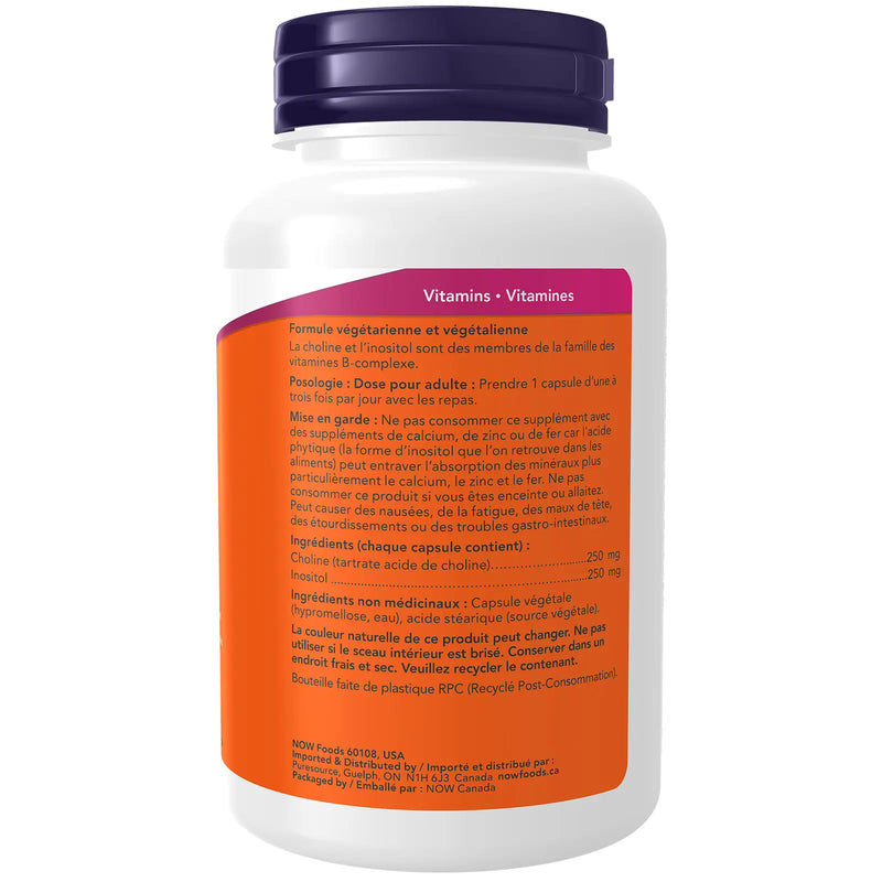 Now - Vitamin B - Choline/inositol 500mg 100cap - Limolin 