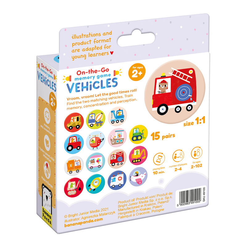Banana Panda - ON-THE-GO MEMORY GAME - VEHICLES - 30 discsa- (2+) - Limolin 