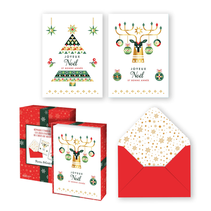 PBI ACN - CARTE NOEL ENS. DE 10 SAPIN ET RENNE MODERNE 2024 - Limolin 