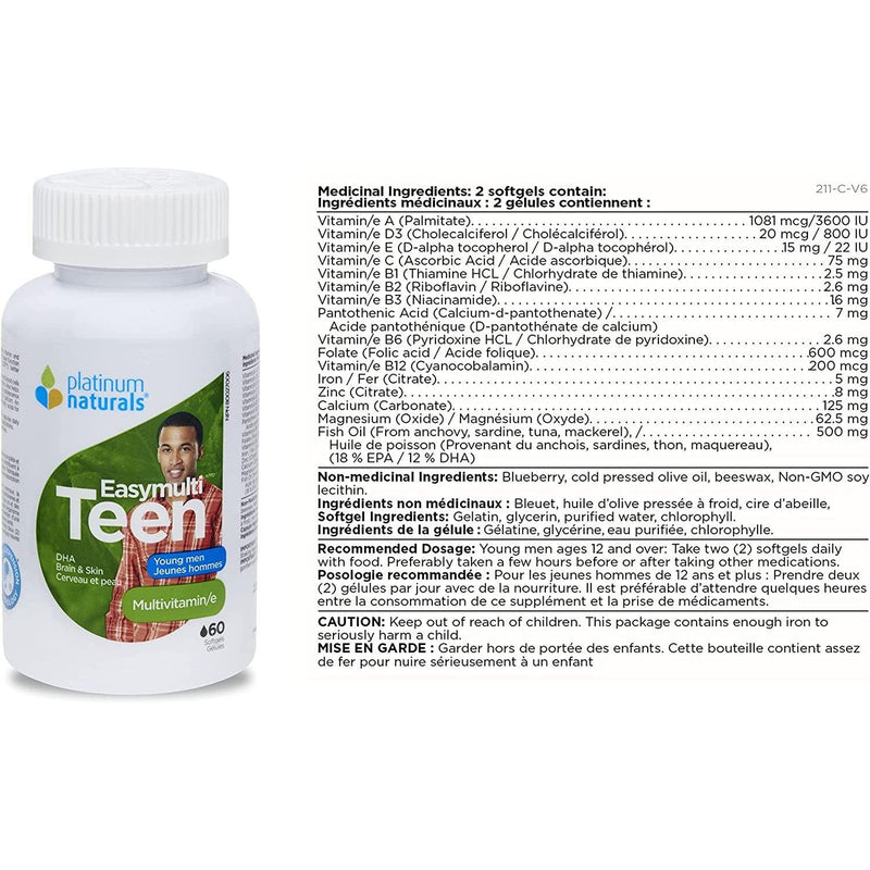 Platinum Naturals - Easymulti Teen for Young Men - 60 - Limolin 