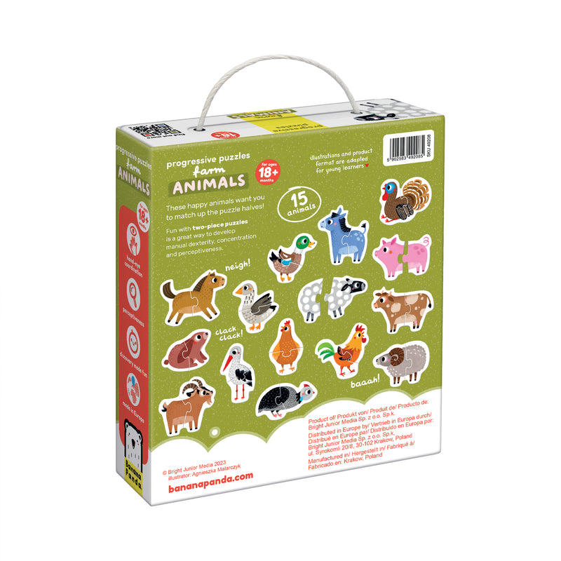 Banana Panda - PROGRESSIVE PUZZLES - FARM ANIMALS 30pc PUZZLE (18m+) - Limolin 