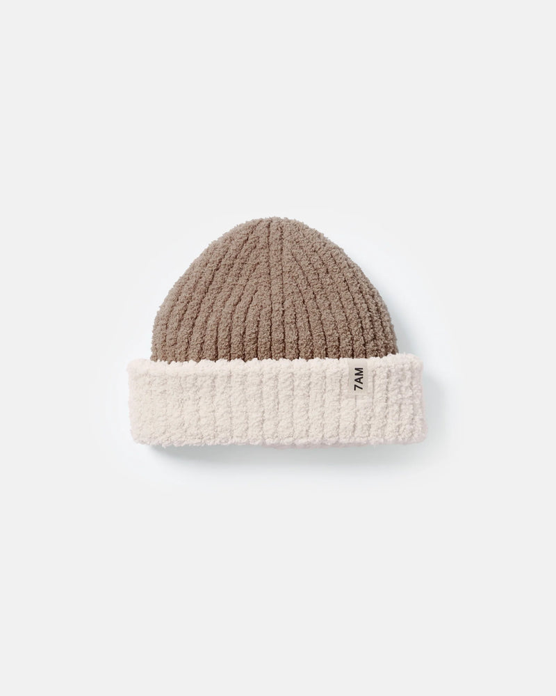 7AM - 2 - Tone Ribbed Beanie - Fuzzy