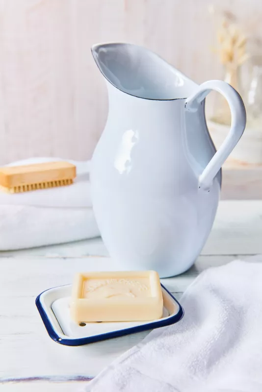 REDECKER - Soap Dish Enamel White/Blue 135X11Cm/5X4 - Limolin 