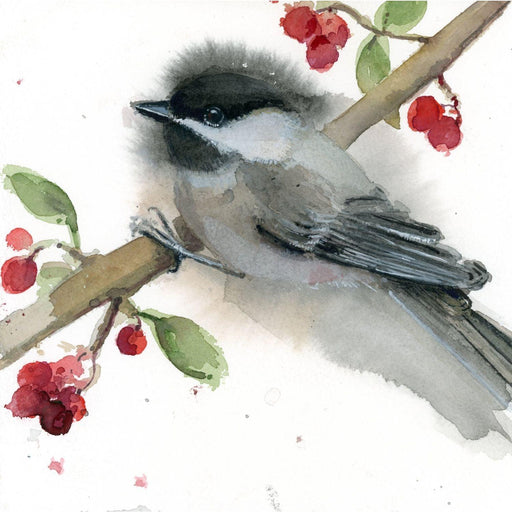 ROYAL - SKBN Chickadees with Winter Berries - Limolin 