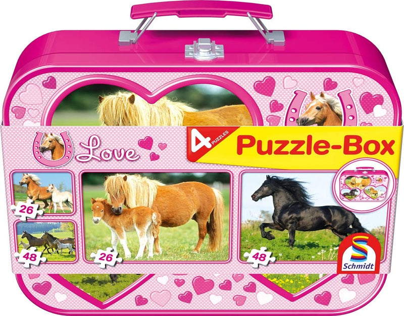 Schmidt Spiele - Puzzle Box - 4 Puzzles Horses - Limolin 