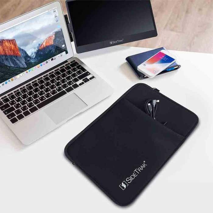 SideTrak - Sleeve 15.8In Fits All Solo or Swivel Portable Monitors with Pocket Neoprene Cushioned Shock Absorbent & Durable Neoprene - Black - Limolin 