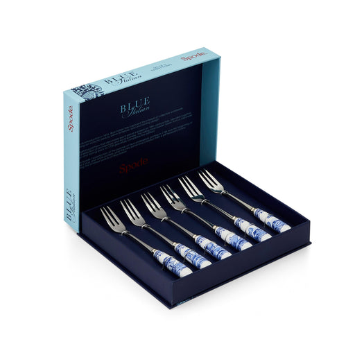 Spode - Blue Italian - Pastry Forks (Set of 6) - Limolin 