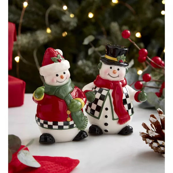 Spode - Christmas Tree - 2Pc Figural Black & White Salt& Pepper Shaker - Limolin 
