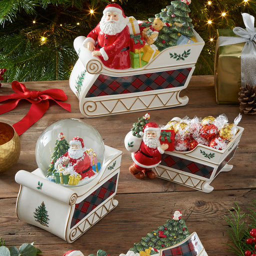 Spode - Christmas Tree - Santa Sleigh Cookie Jar | 13.5 inch - Limolin 