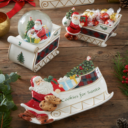 Spode - Christmas Tree - Santa Sleigh Snow Globe | 6.5 inch - Limolin 