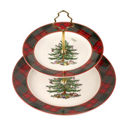 Spode - Christmas Tree - Tartan 2 Tiered Server | 10 inch - Limolin 