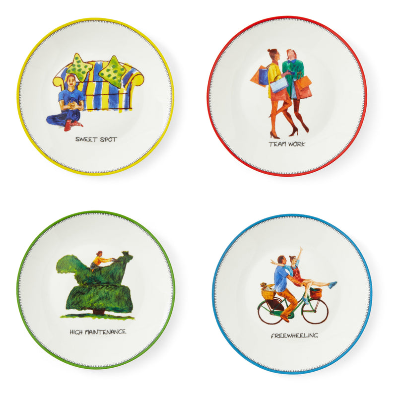 Spode - Kit Kemp Doodles Tidbit Plate (Set of 4) | 6 inch - Limolin 