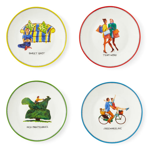 Spode - Kit Kemp Doodles Tidbit Plate (Set of 4) | 6 inch - Limolin 