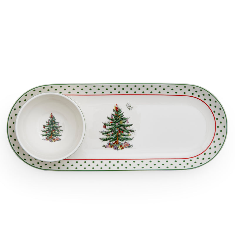 Spode - Polka Dot Oval Chip N Dip - Limolin 