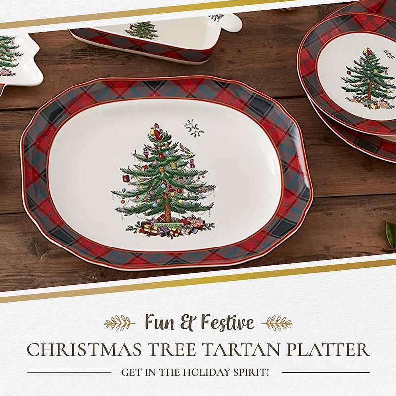 Spode - Tartan Rect Platter | 14 inch - Limolin 