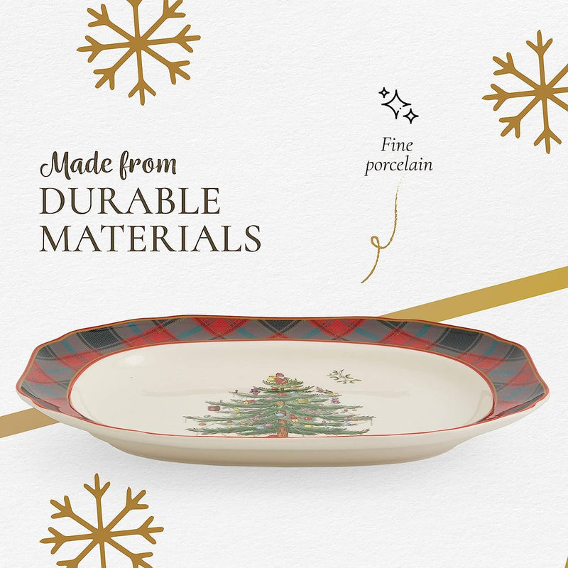 Spode - Tartan Rect Platter | 14 inch - Limolin 