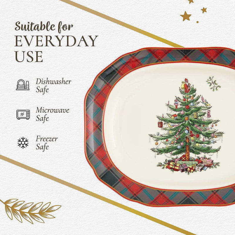 Spode - Tartan Rect Platter | 14 inch - Limolin 