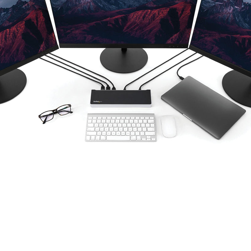 StarTech - Docking Station Triple Monitor USB-C HDMI & 4K DisplayPort - 60w Power Delivery-Piece/Mac/Chrome - Black - Limolin 