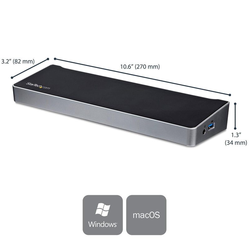StarTech - Docking Station Triple Monitor USB-C HDMI & 4K DisplayPort - 60w Power Delivery-Piece/Mac/Chrome - Black - Limolin 
