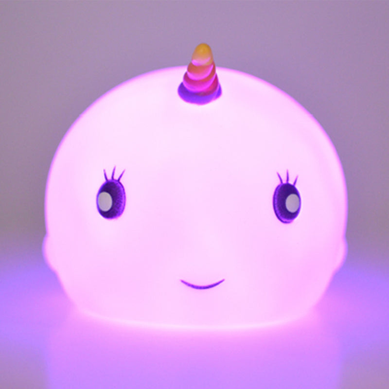 Lumi Pals Narwhal Night Light – illuminated purple view