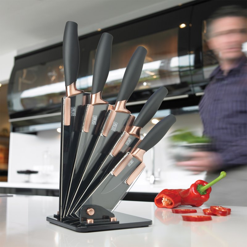 Taylor's Eye Witness - 5Pc Brooklyn Copper Fan Shaped Knife Block Set - Limolin 