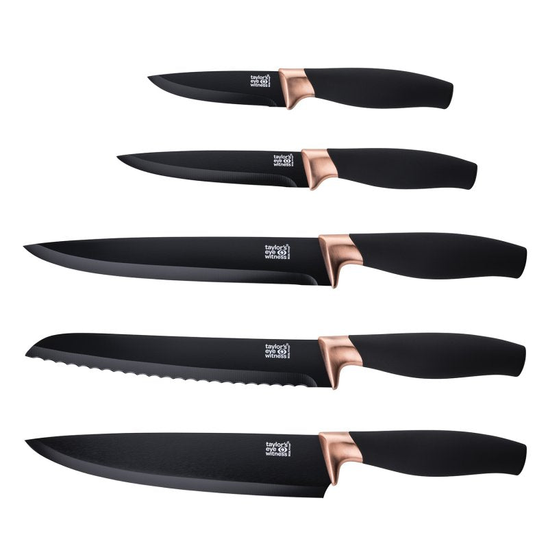 Taylor's Eye Witness - 5Pc Brooklyn Copper Fan Shaped Knife Block Set - Limolin 