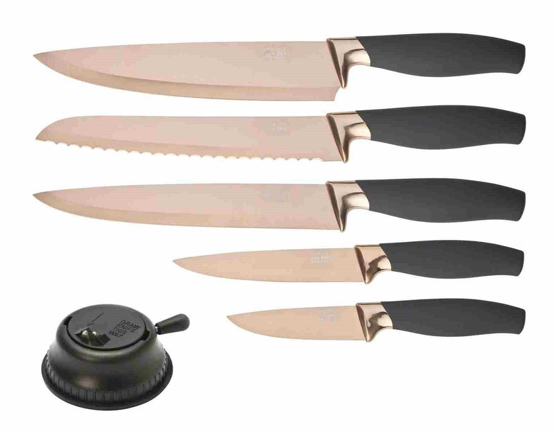 Taylor's Eye Witness - 5Pc Brooklyn Rose Gold Titanium Presentation Box Set - With Bonus Knife Sharpener - Limolin 
