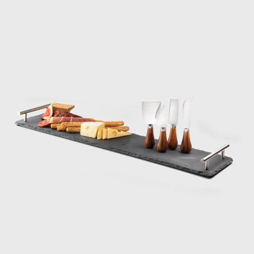 Taylor's Eye Witness - Slate Charcuterie Brd S/S Handles & (Set of 4) Cheese Knives - Limolin 