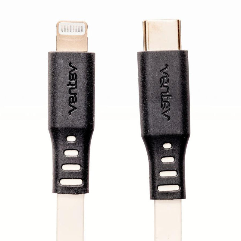 Ventev - Charge & Sync Lightning MFI to USB-C 33ft Flat Cable - Gray - Limolin 