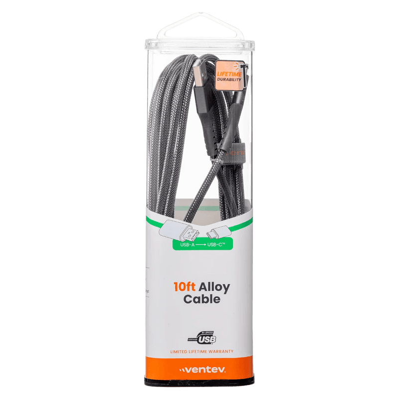 Ventev - Charge & Sync USB-C to USB-A Cable 10ft Alloy - Steel Gray (AC10 - STL256519) - Limolin 