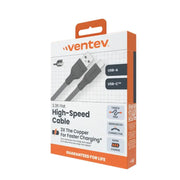 Ventev - Charge & Sync USB-C to USB-A Cable 3.3ft Flat High Speed - Gray - Limolin 
