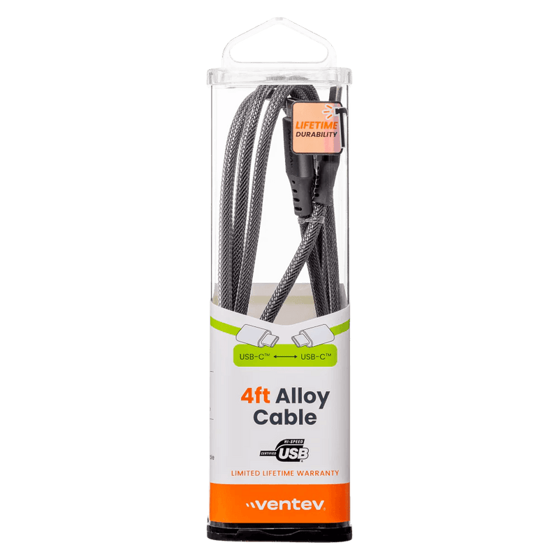 Ventev - Charge & Sync USB-C to USB-C Cable 4ft Alloy - Steel Gray (AC4 - STL256511) - Limolin 