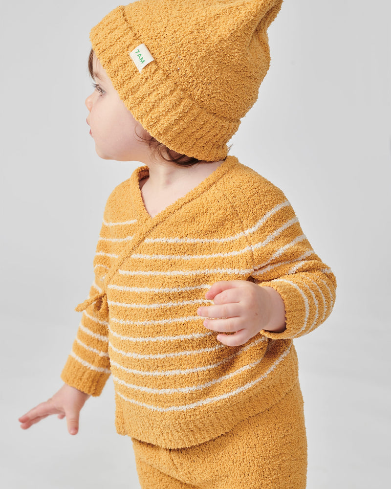7AM - Wrap Top Striped - Fuzzy