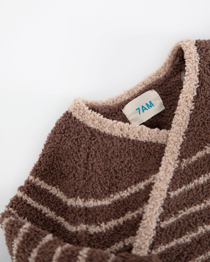 7AM - Wrap Top Striped - Fuzzy