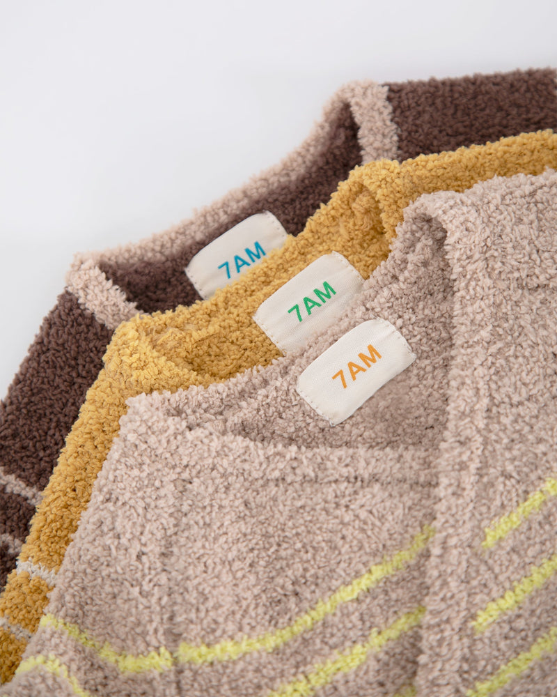 7AM - Wrap Top Striped - Fuzzy