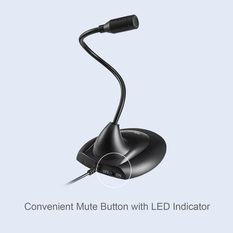 Adesso - Microphone Gooseneck Omni Directional USB Noise Reduction On/Off Switch PC/Mac - Black