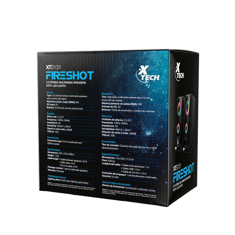 Xtech - Computer Gaming Speakers FireShot 2.0 Stereo 6W USB  - Black - Limolin 