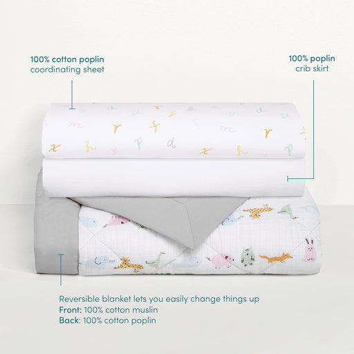 aden + anais - 3Pc Bedding Set Furniture 3pc Bedding Set | Alphabet Animals - Neutral