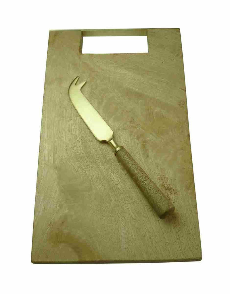 Artisan 85 - TUSCANY MANGO WOOD & GOLD BOARD WITH CHEESE KNIFE Home & Kitchen