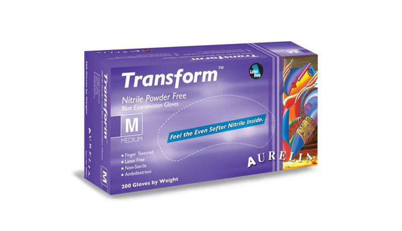 Aurelia - Transform Blue Nitril Medium Gloves 100 Pf 3.2 Mm Health & Wellness
